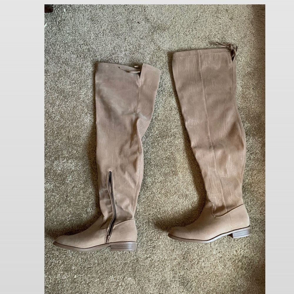 Faux suede over the knee flat boot